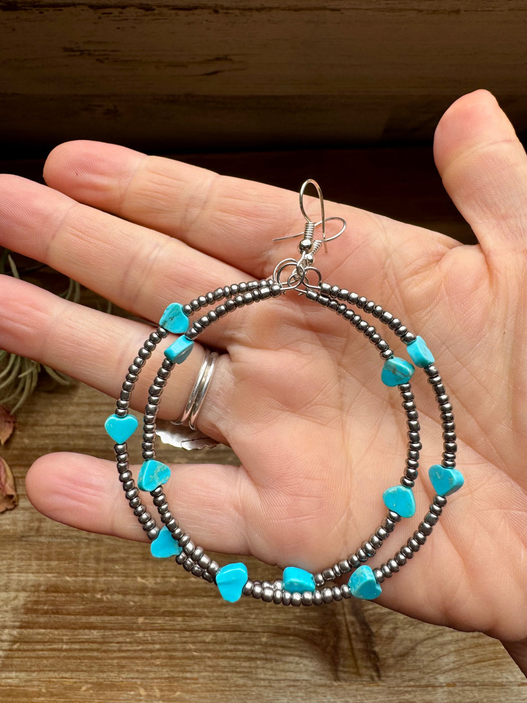 Turquoise Verasite heart hoops earrings Shopify Collective The Bijoux FAB Jewelry The Bijoux FAB Jewelry