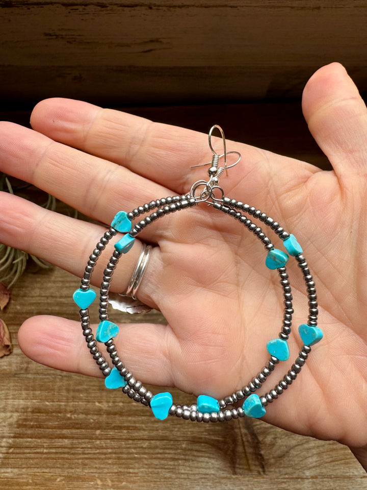 Turquoise Verasite heart hoops earrings Shopify Collective The Bijoux FAB Jewelry The Bijoux FAB Jewelry