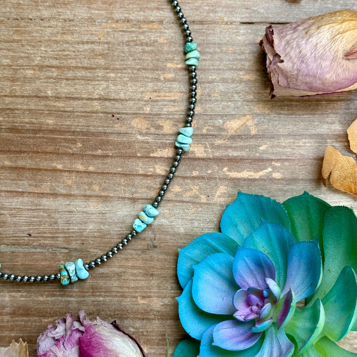 16.5” Sky Blue Lone Mountain Turquoise Nugget Necklace – 3mm Sterling Silver Pearls Necklaces Shopify Collective The Bijoux FAB Jewelry The Bijoux FAB Jewelry