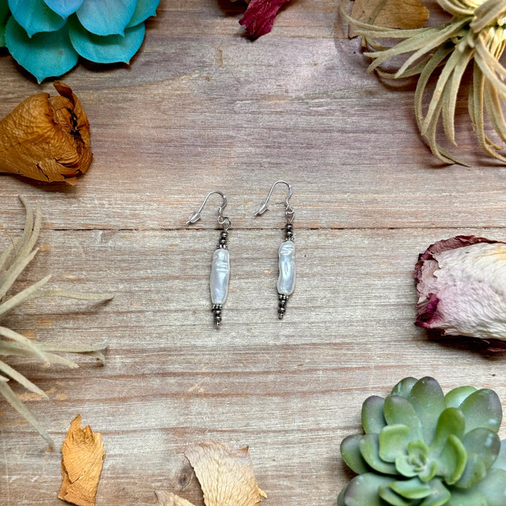 Mother of Pearl & Sterling Silver Dangle Earrings Earrings Shopify Collective The Bijoux FAB Jewelry The Bijoux FAB Jewelry