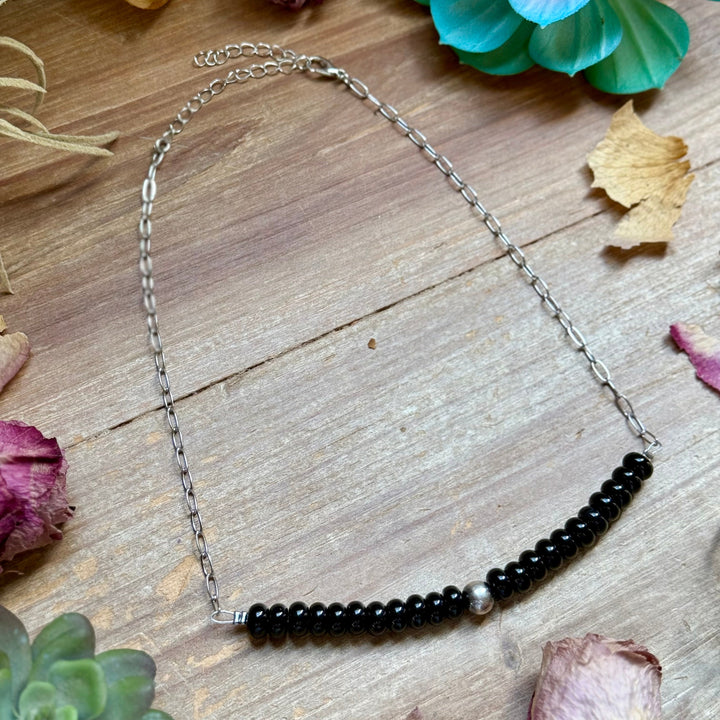 16” Black Onyx Paperclip Necklace – Sterling Silver Accent Necklaces Shopify Collective The Bijoux FAB Jewelry The Bijoux FAB Jewelry