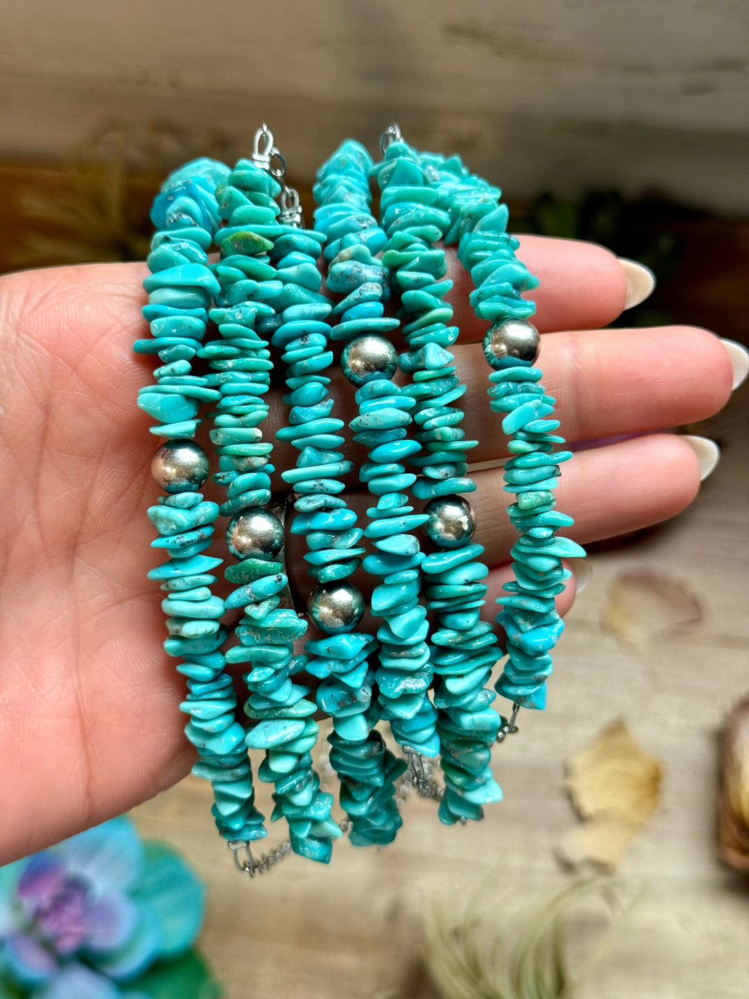15” Turquoise Chip Paperclip Necklace – Sterling Silver Accent Necklaces Shopify Collective The Bijoux FAB Jewelry The Bijoux FAB Jewelry
