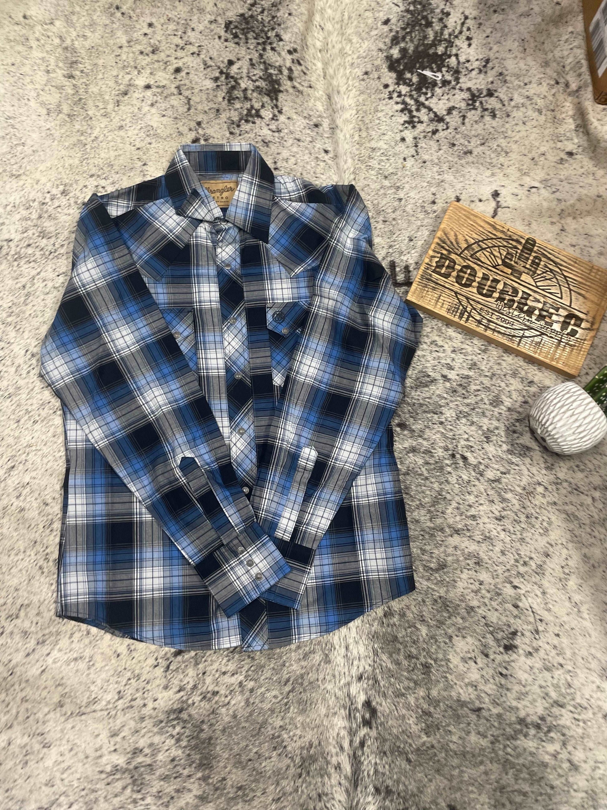 Navy Blue Retro Sawtooth Snap Shirt Wrangler