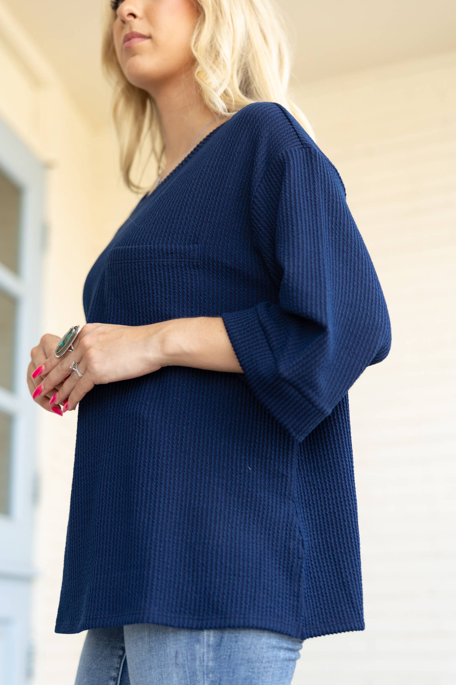 Ribbed 3/4 Sleeve Knit Top Andrée by Unit