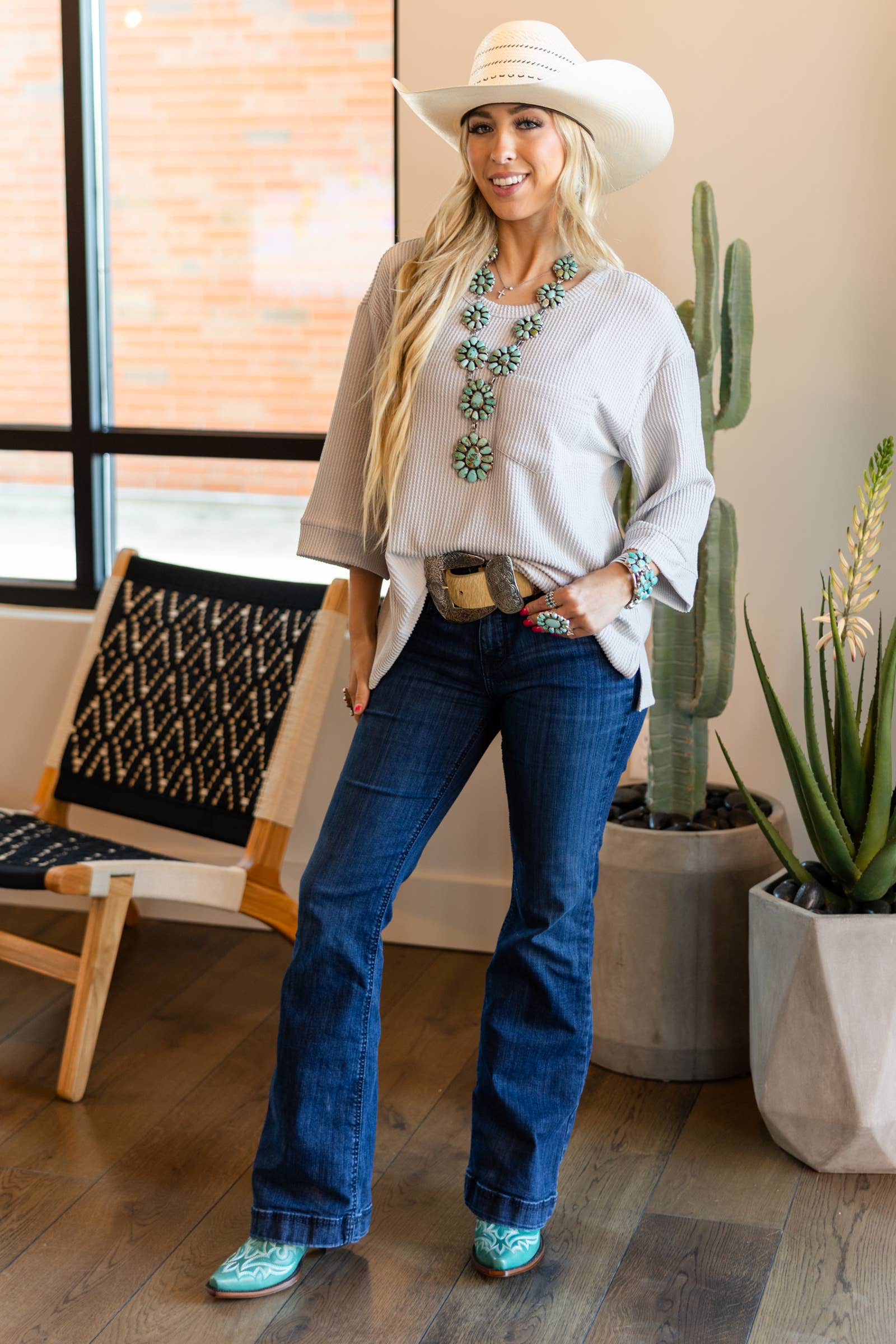 Ribbed 3/4 Sleeve Knit Top Andrée by Unit