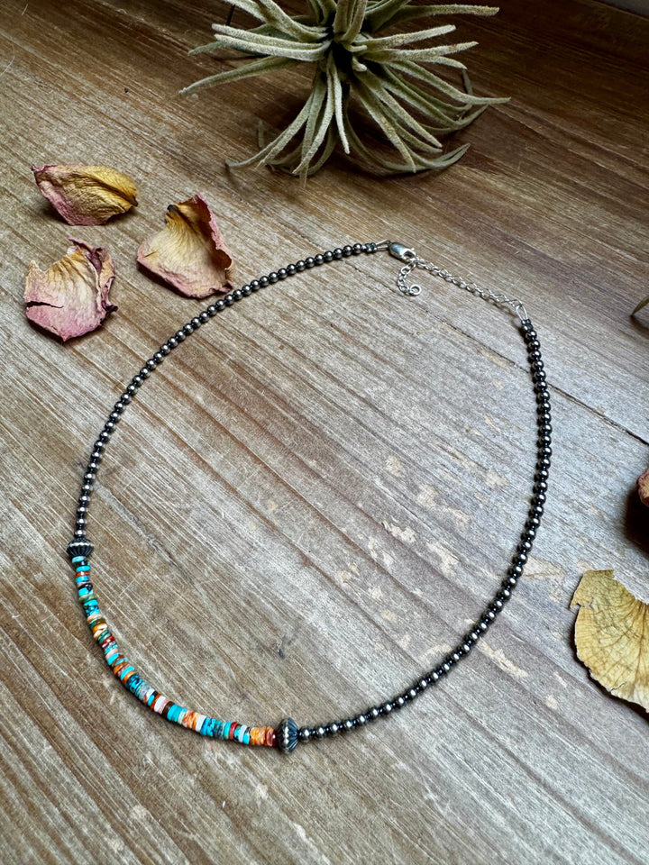 Sterling Silver Pearl Choker with Extra Turquoise & Spiny Oyster Choker Shopify Collective The Bijoux FAB Jewelry The Bijoux FAB Jewelry