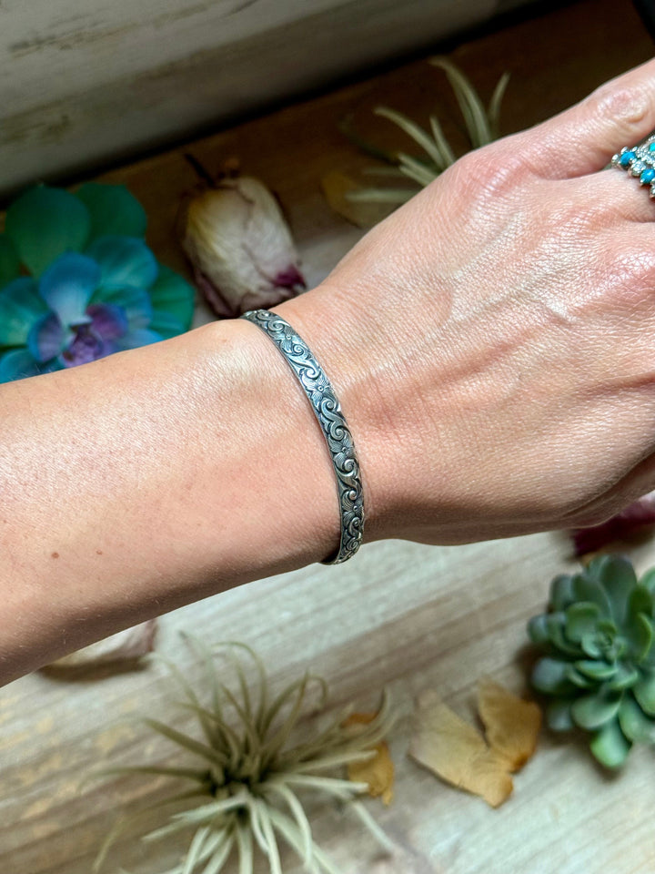 MJ Sterling Silver Cuff – Flexible Small Wrist Fit cuff Shopify Collective The Bijoux FAB Jewelry The Bijoux FAB Jewelry