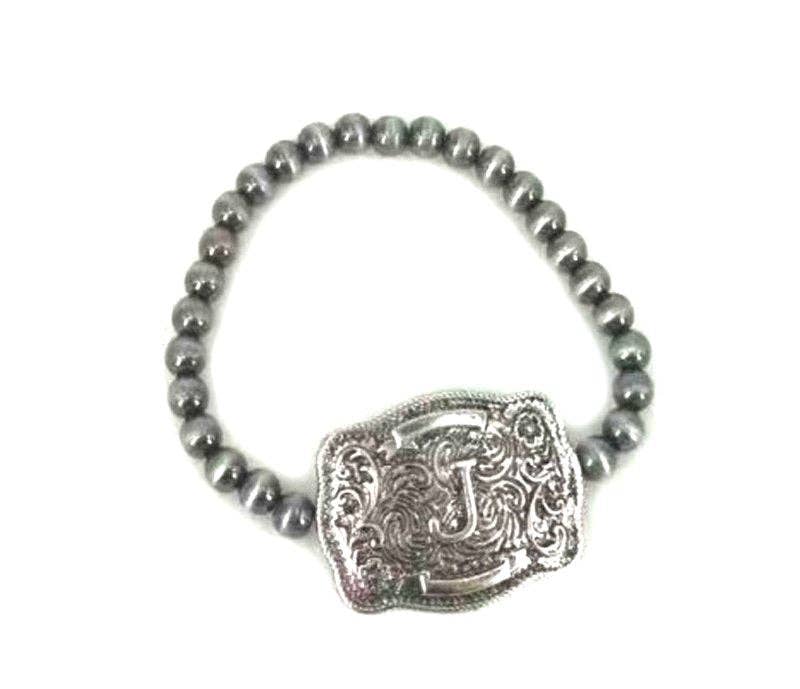 Western Buckle Initial Stretch Bracelet J Snowing West