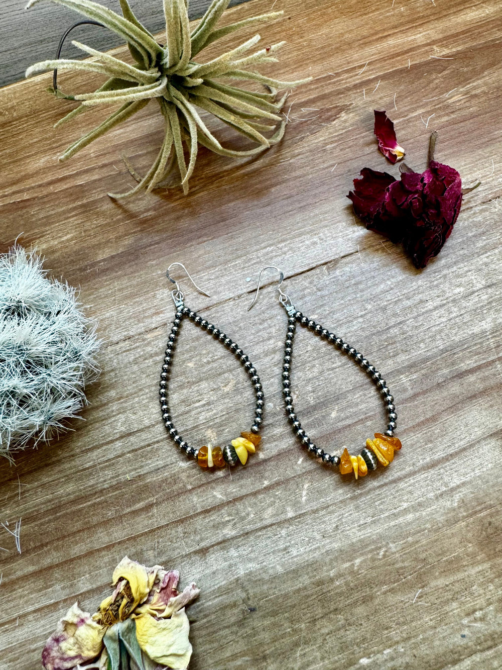 3 mm sterling silver pearls earrings teardrop with yellow amber Earrings Shopify Collective The Bijoux FAB Jewelry The Bijoux FAB Jewelry