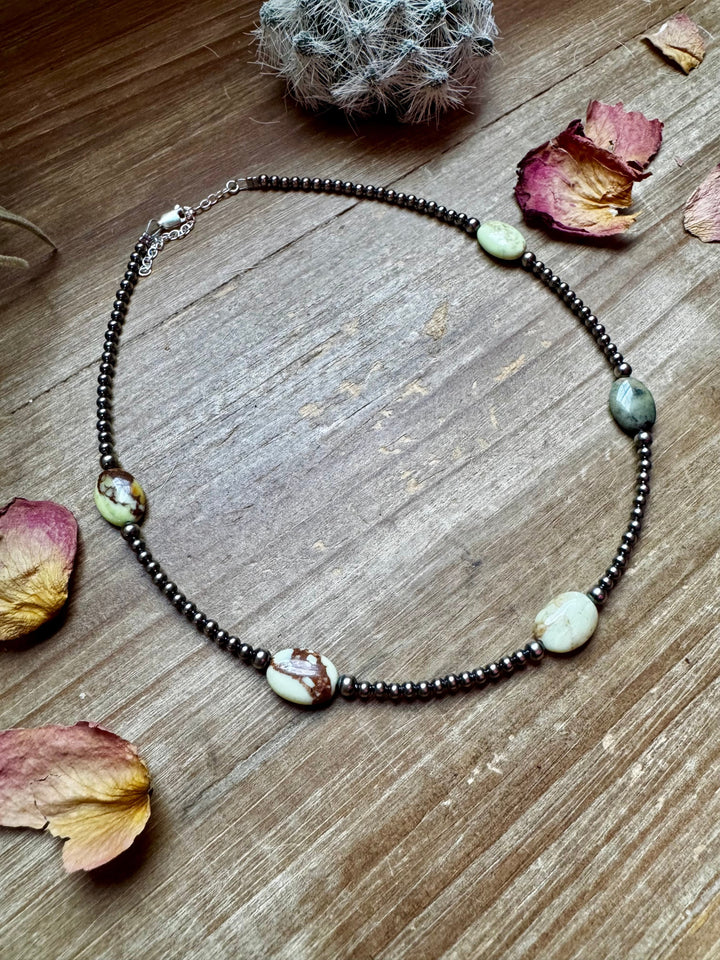 5 Magnesite Lemon Turquoise Choker And Sterling Silver Pearls Necklaces Shopify Collective The Bijoux FAB Jewelry The Bijoux FAB Jewelry