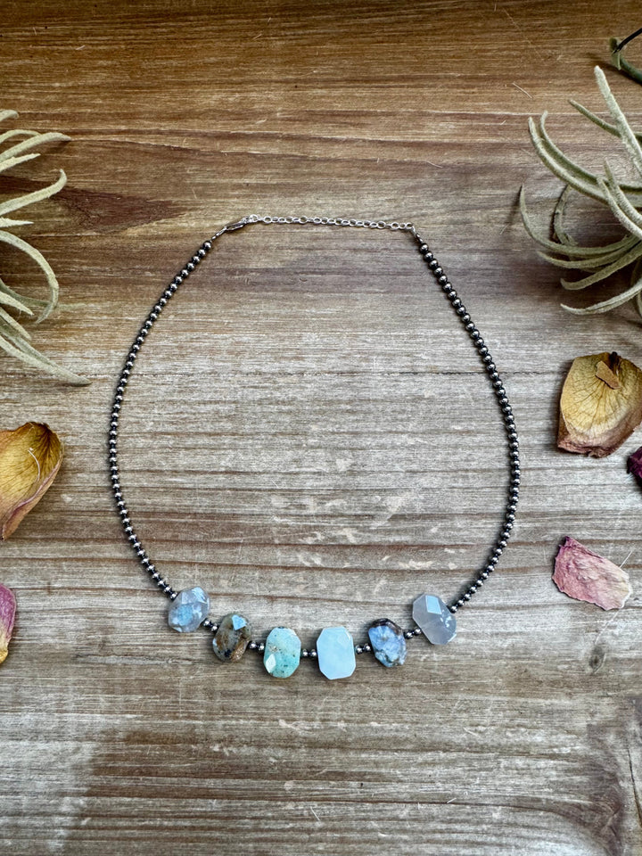 Peruvian Opal choker and Sterling Silver Pearls Necklaces Shopify Collective The Bijoux FAB Jewelry The Bijoux FAB Jewelry