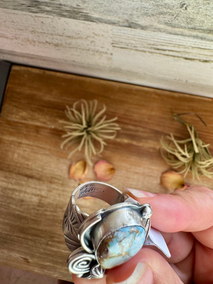 Golden Hill Turquoise Sterling Silver Ring – Size 9.5, One of a Kind ring Shopify Collective The Bijoux FAB Jewelry The Bijoux FAB Jewelry