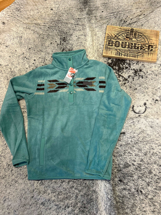 Women's Fleece Pullover - Turquoise Pullover Cinch