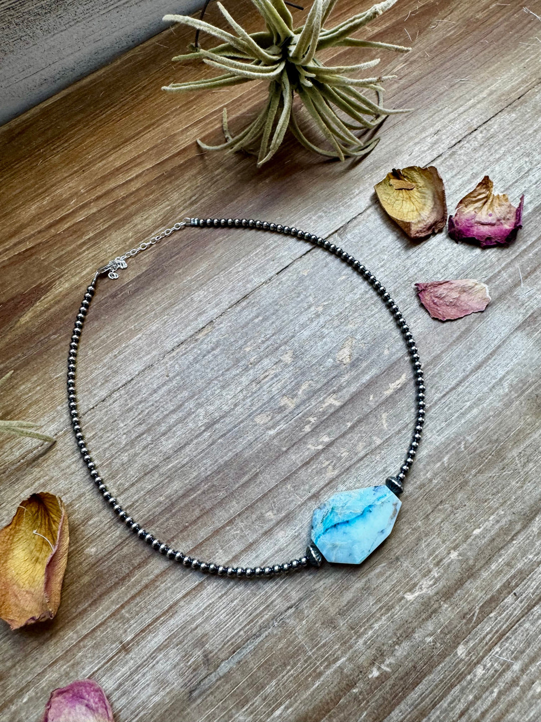 3 mm Sterling Silver Pearls with Peruvian Opal Choker Shopify Collective The Bijoux FAB Jewelry The Bijoux FAB Jewelry