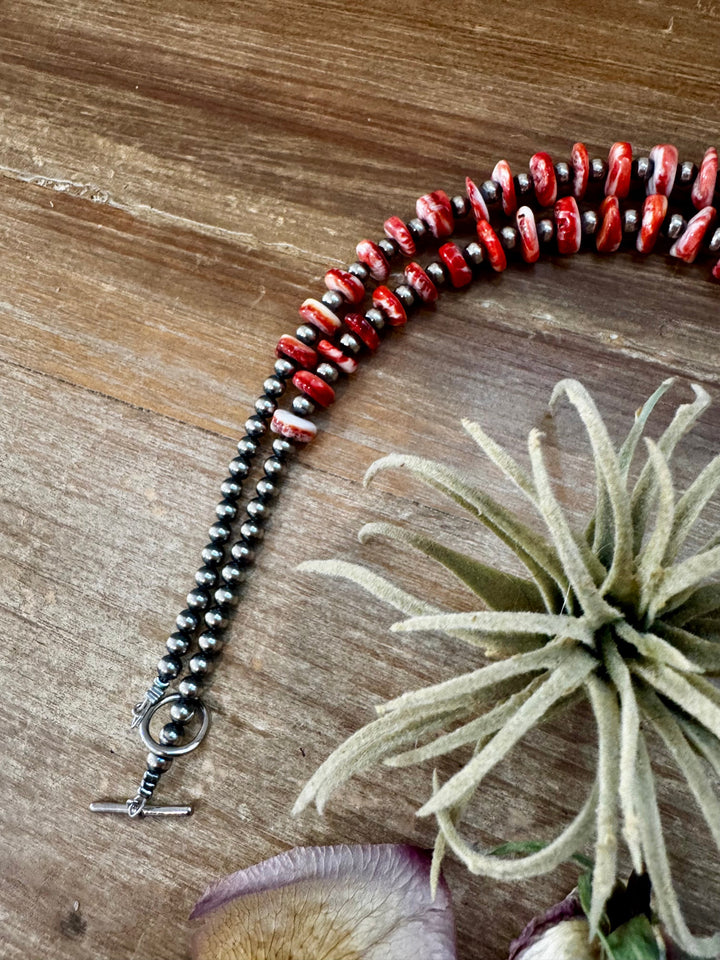 NFR Collection Necklace – 5mm Sterling Silver Pearls with Graduated Spiny Oyster 37" Necklaces Shopify Collective The Bijoux FAB Jewelry The Bijoux FAB Jewelry