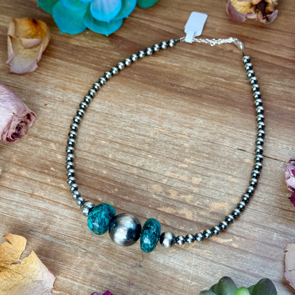 16.5” Turquoise Necklace – Sterling Silver Pearls Necklaces Shopify Collective The Bijoux FAB Jewelry The Bijoux FAB Jewelry