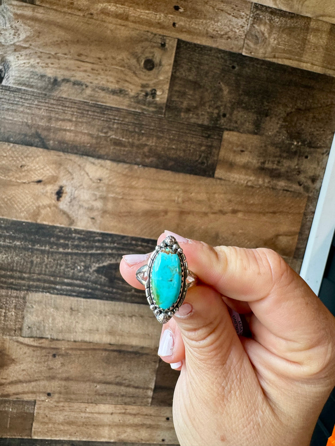 Ring size 7 & 8.5- long kingman turquoise and sterling silver ring Shopify Collective The Bijoux FAB Jewelry The Bijoux FAB Jewelry