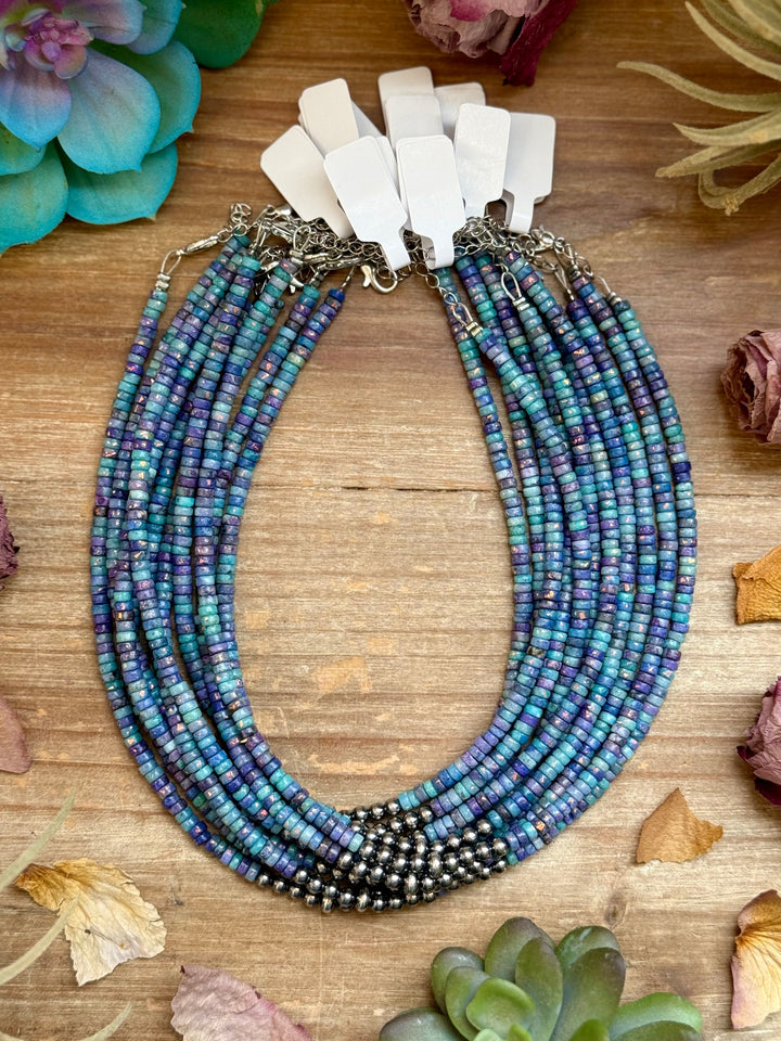 Sterling Silver Pearls choker and Purple Dolomite Heishi Necklaces Shopify Collective The Bijoux FAB Jewelry The Bijoux FAB Jewelry