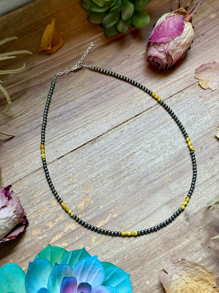 16.5” Palomino Turquoise Necklace – Sterling Silver Pearls Necklaces Shopify Collective The Bijoux FAB Jewelry The Bijoux FAB Jewelry