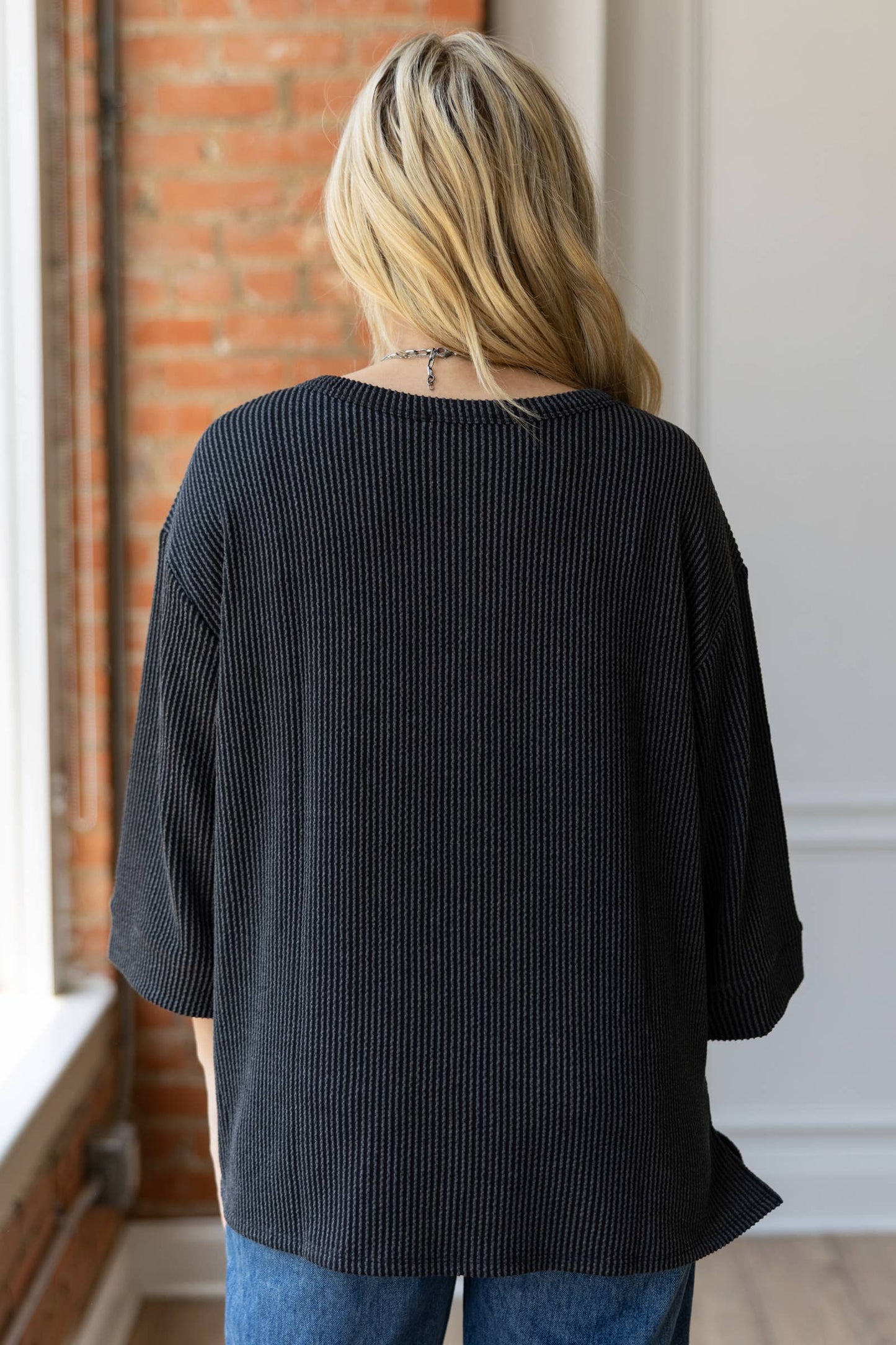 Ribbed 3/4 Sleeve Knit Top Andrée by Unit