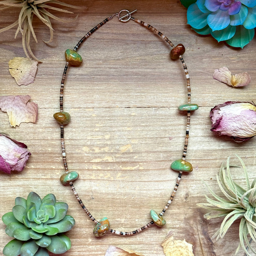22” Dark Shell & Turquoise Nugget Necklace Necklaces Shopify Collective The Bijoux FAB Jewelry The Bijoux FAB Jewelry