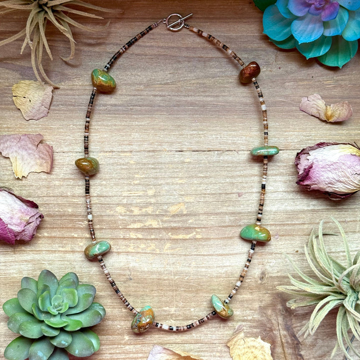22” Dark Shell & Turquoise Nugget Necklace Necklaces Shopify Collective The Bijoux FAB Jewelry The Bijoux FAB Jewelry