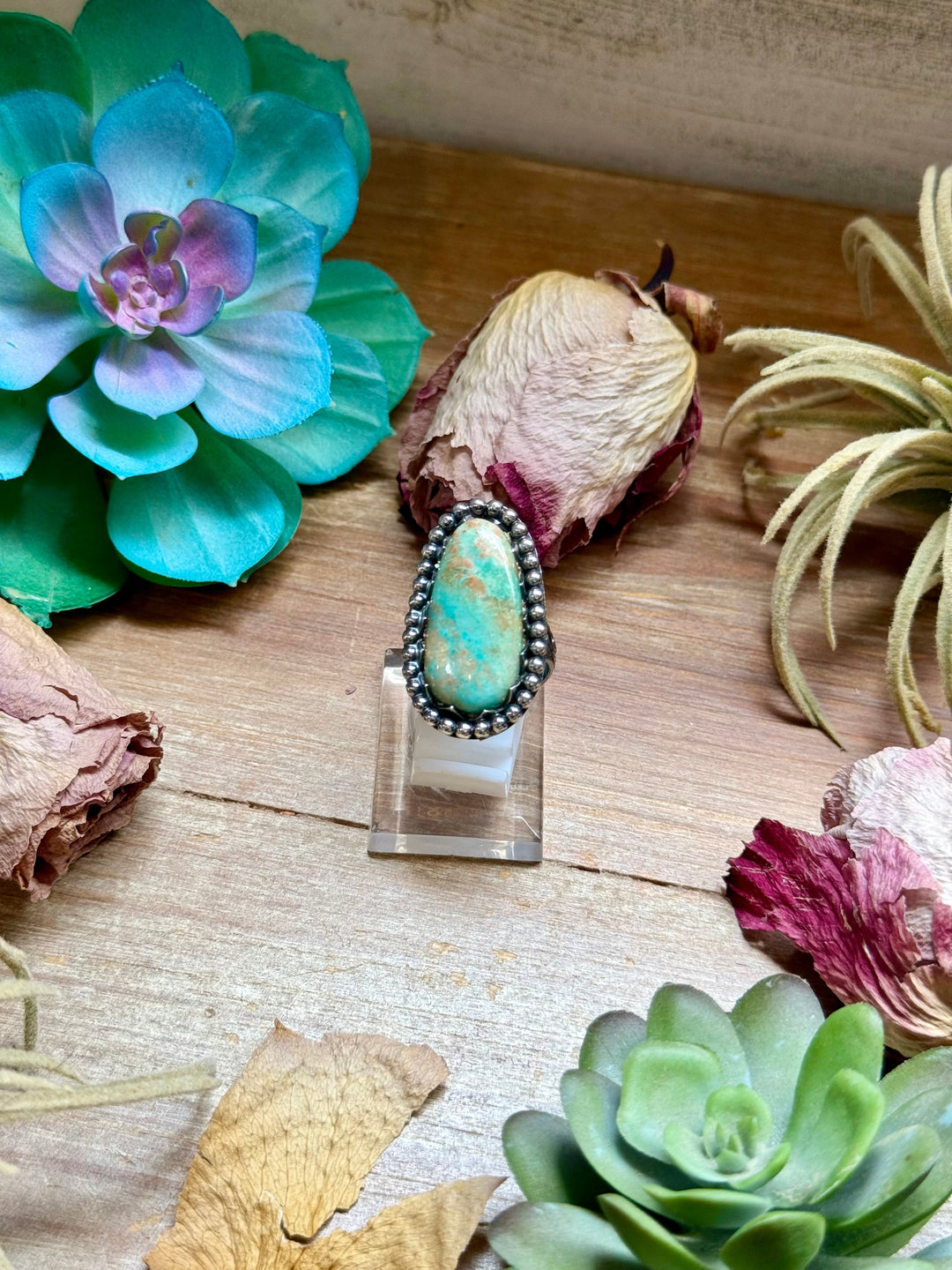 MJ Light Green Turquoise Sterling Silver Ring – Adjustable Oval Ring Shopify Collective The Bijoux FAB Jewelry The Bijoux FAB Jewelry