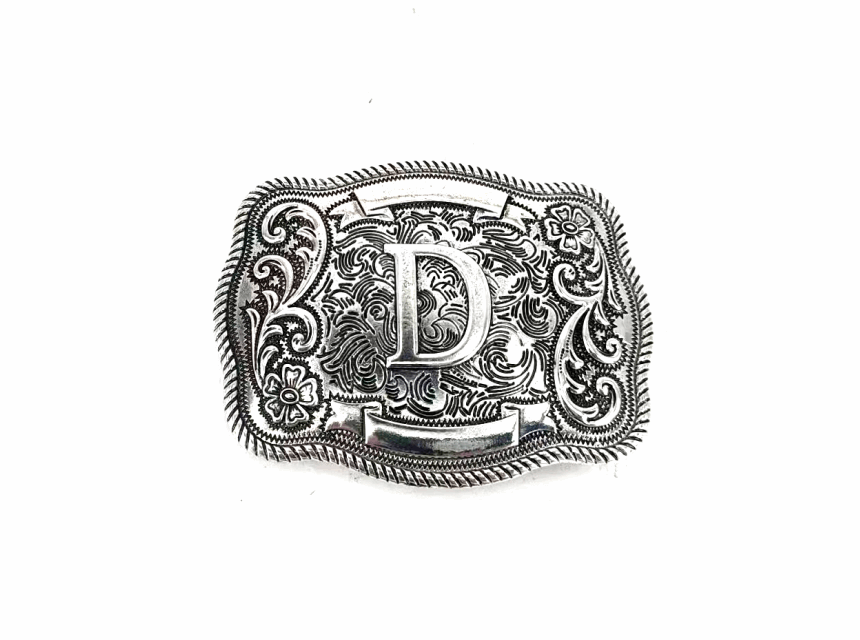 Western Filigree Initial Belt Buckle Belt D Snowing West