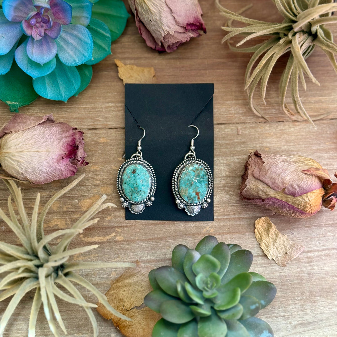 26 - Sterling Silver Cripple Creek Turquoise Dangle Earrings by Shay Pfeiffer Earrings Shopify Collective The Bijoux FAB Jewelry The Bijoux FAB Jewelry