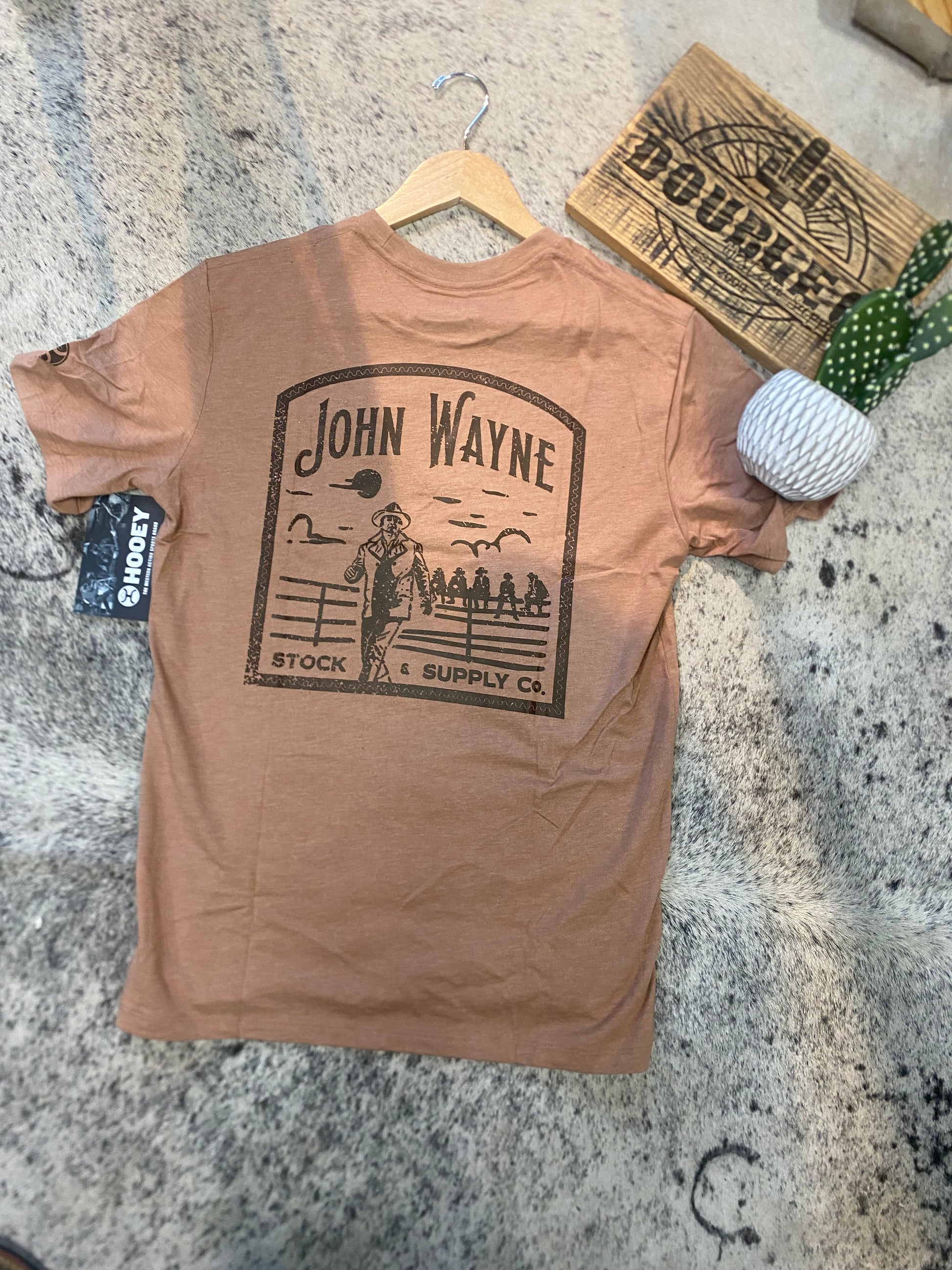 Hooey John Wayne Men's Light Brown T-Shirt – Classic Western Style & Comfort Men's Clothing Hooey