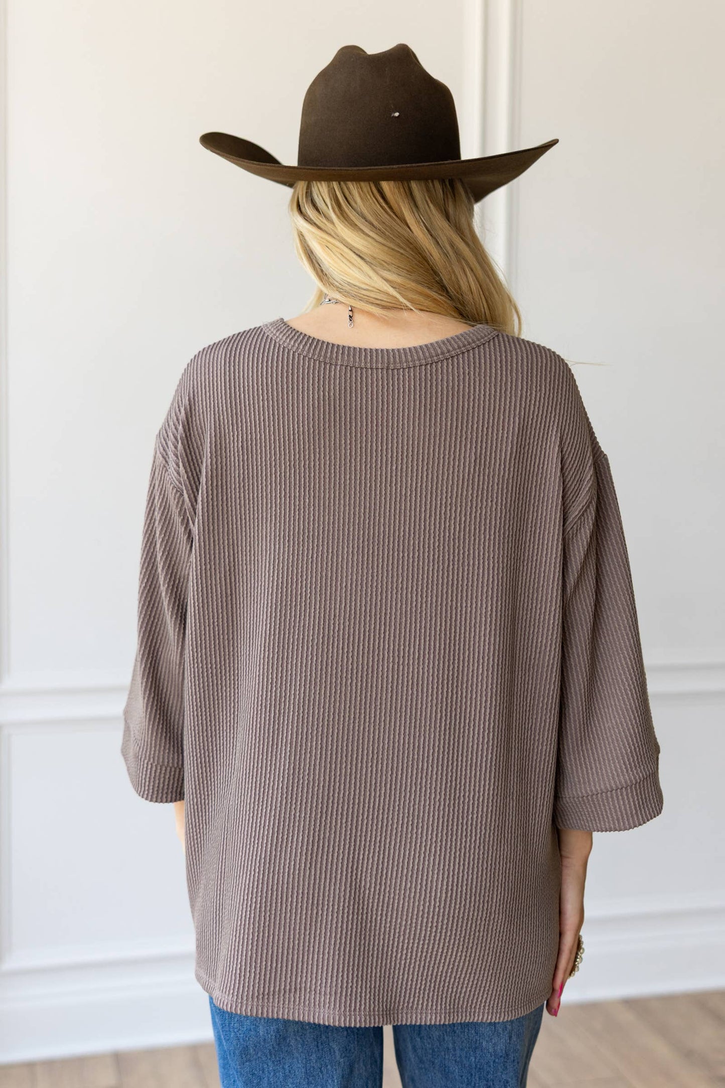 Ribbed 3/4 Sleeve Knit Top Andrée by Unit