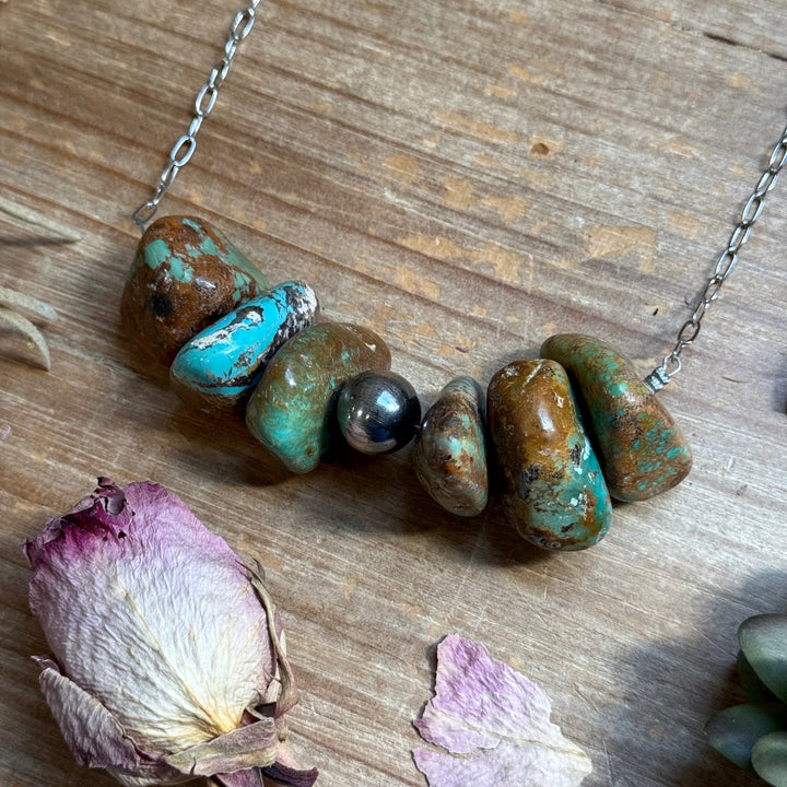 16” Chunky Turquoise Paperclip Necklace – Sterling Silver Center Necklaces Shopify Collective The Bijoux FAB Jewelry The Bijoux FAB Jewelry