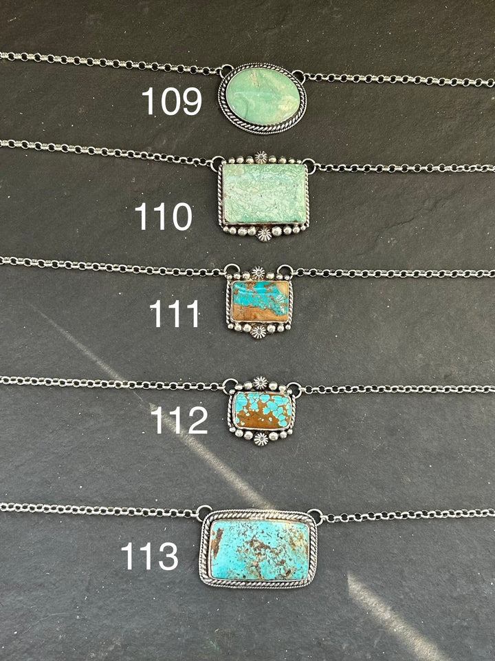 112 - Sterling Silver Mine #8 Turquoise Bar Necklace by Jason Ogg Necklaces Shopify Collective The Bijoux FAB Jewelry The Bijoux FAB Jewelry