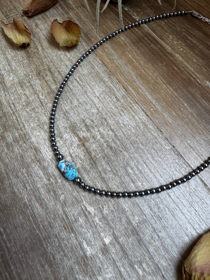 Golden Hill Turquoise Choker – Sterling Silver Pearls Choker Shopify Collective The Bijoux FAB Jewelry The Bijoux FAB Jewelry
