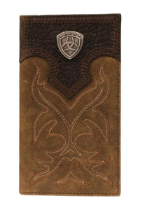 Ariat Brown Distressed Leather Rodeo Wallet with Shield Logo