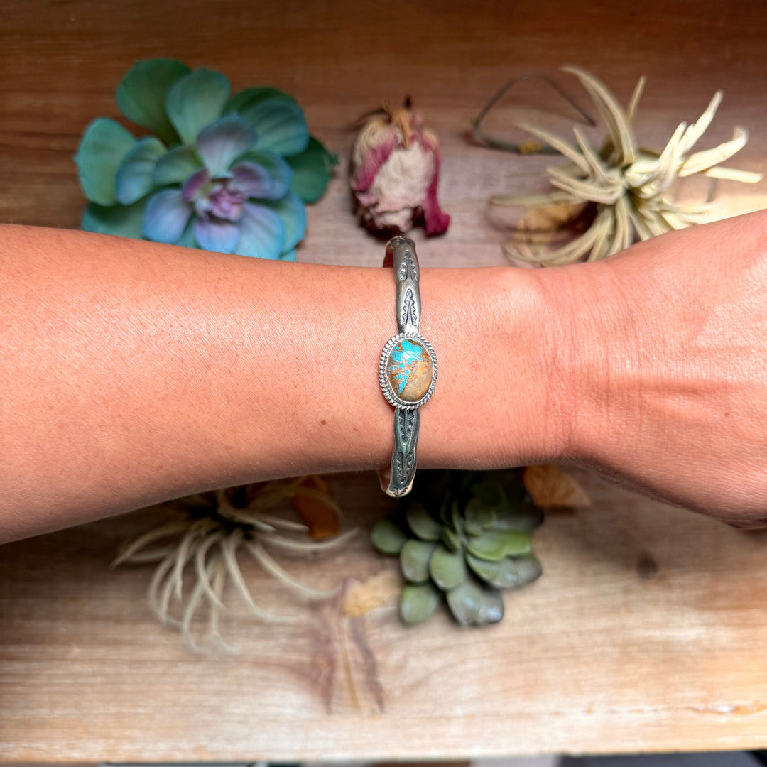 120 Sterling Silver Easter Blue Turquoise Stamped Stacking Cuff by Jason Ogg cuff Shopify Collective The Bijoux FAB Jewelry The Bijoux FAB Jewelry