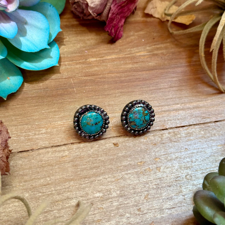 MJ Round Turquoise Stud Earrings Earrings Shopify Collective The Bijoux FAB Jewelry The Bijoux FAB Jewelry