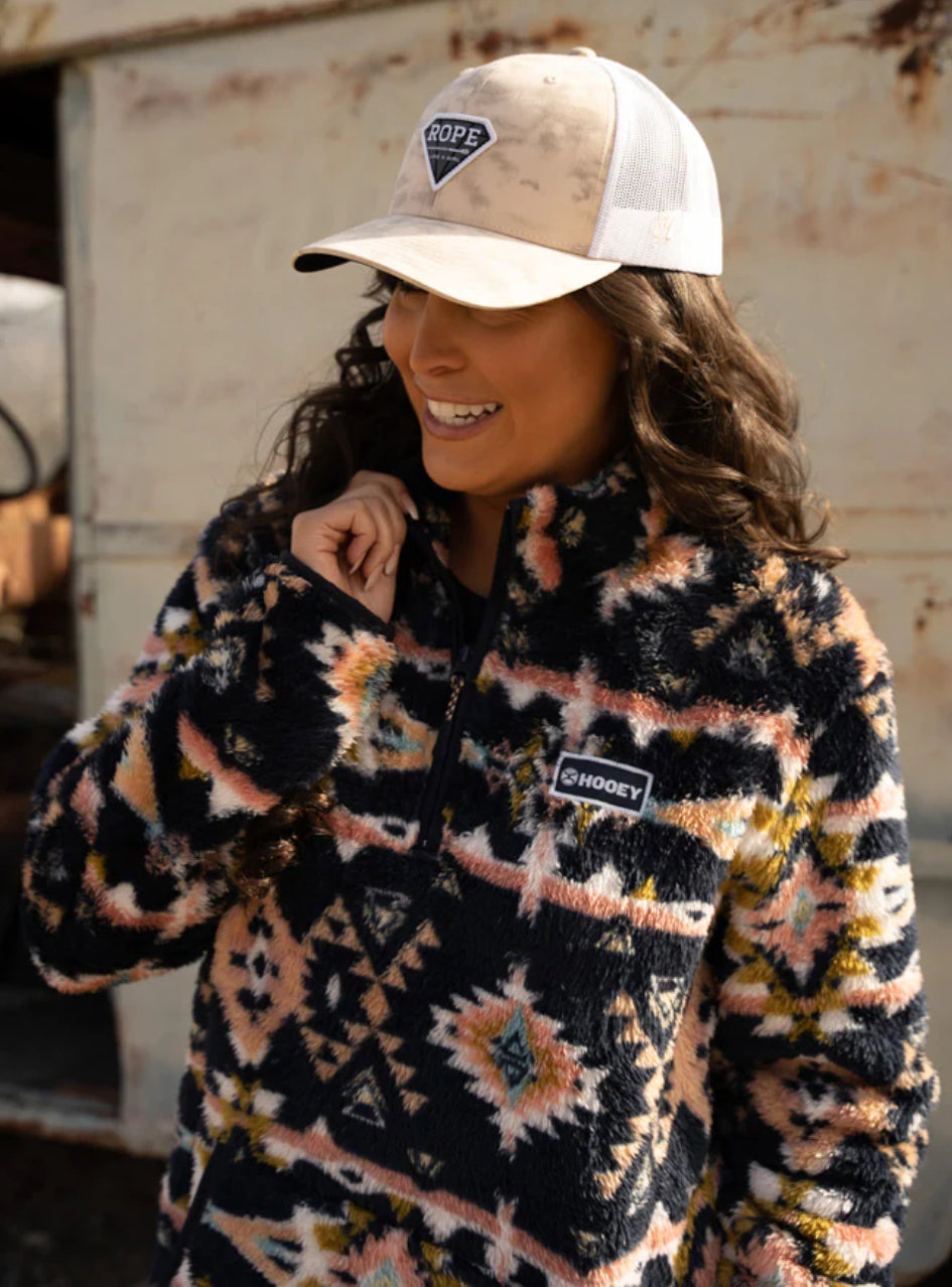 HOOEY "LADIES/YOUTH FLEECE PULLOVER" NAVY/AZTEC Hooey