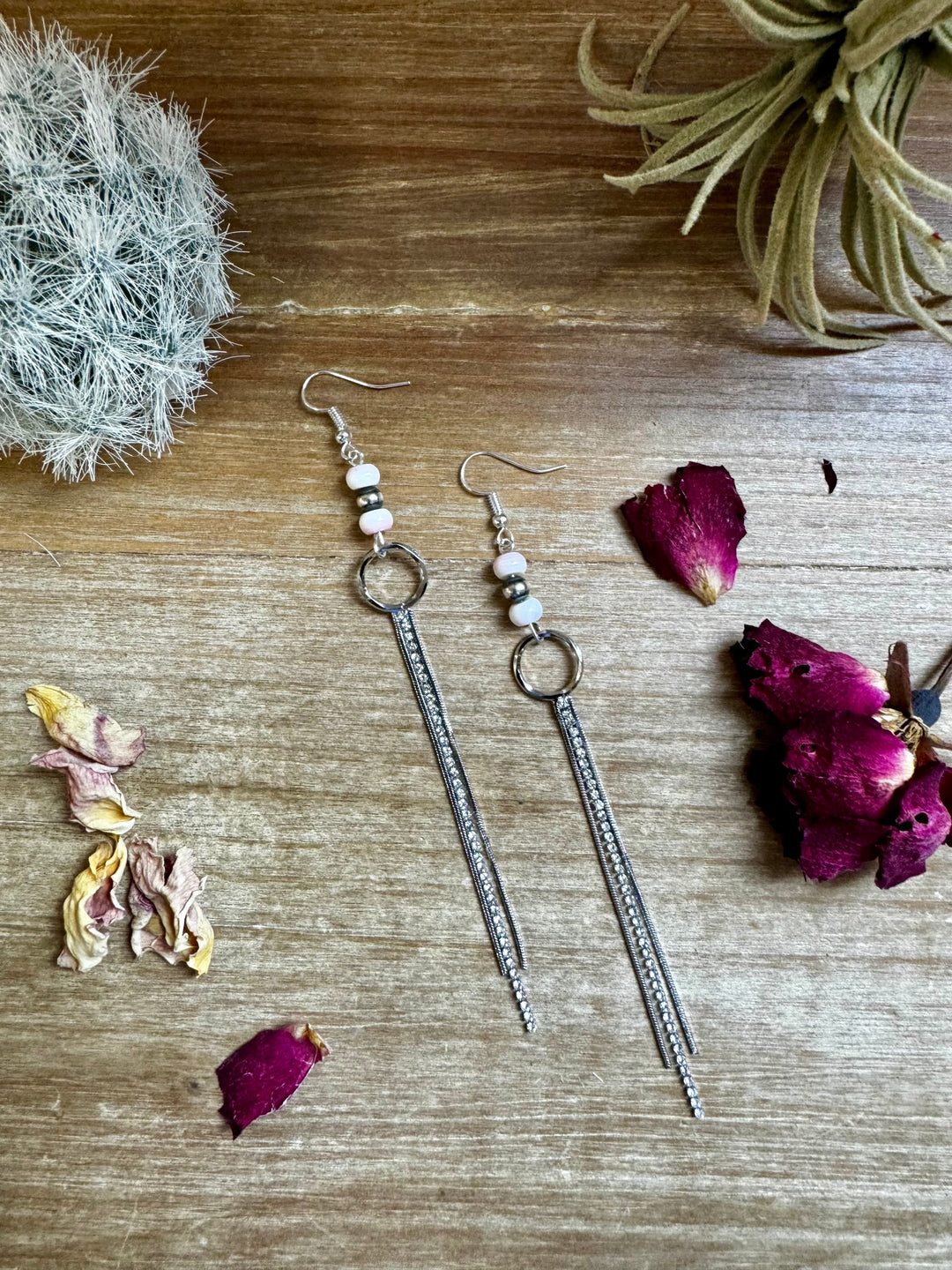 Chic dangle earrings with pink conch & sterling silver pearls Earrings Shopify Collective The Bijoux FAB Jewelry The Bijoux FAB Jewelry