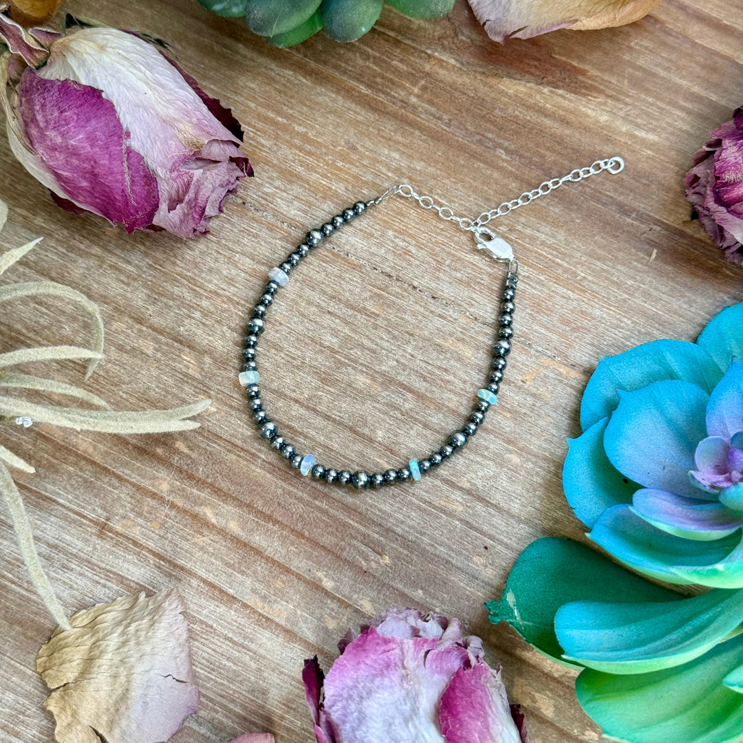 6.25” White Ethiopian Opal Bracelet – 3–4mm Sterling Silver Pearls Bracelets Shopify Collective The Bijoux FAB Jewelry The Bijoux FAB Jewelry