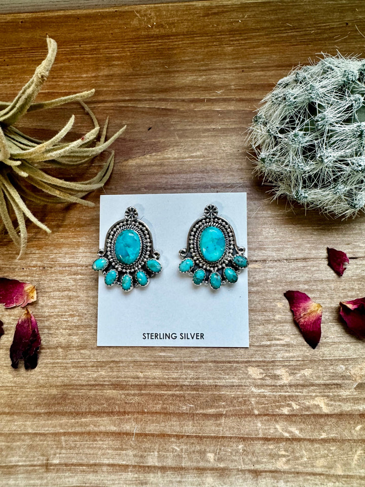 Stud earrings Kingman turquoise and sterling silver Earrings Shopify Collective The Bijoux FAB Jewelry The Bijoux FAB Jewelry