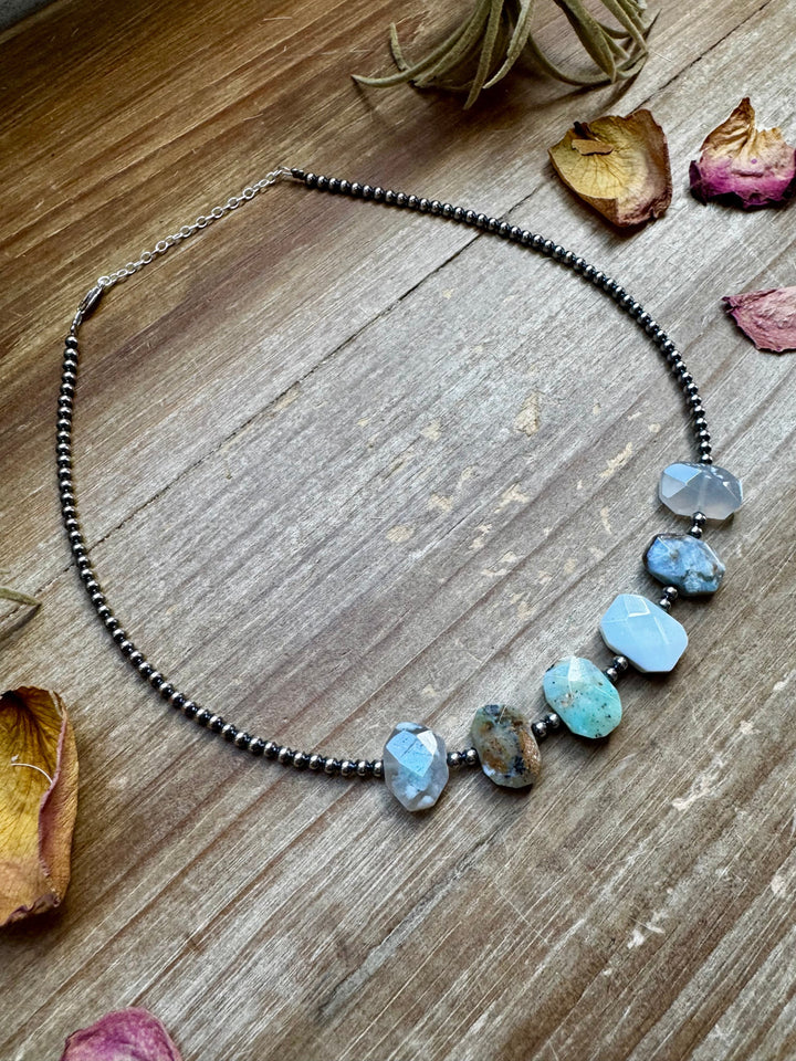 Peruvian Opal choker and Sterling Silver Pearls Necklaces Shopify Collective The Bijoux FAB Jewelry The Bijoux FAB Jewelry