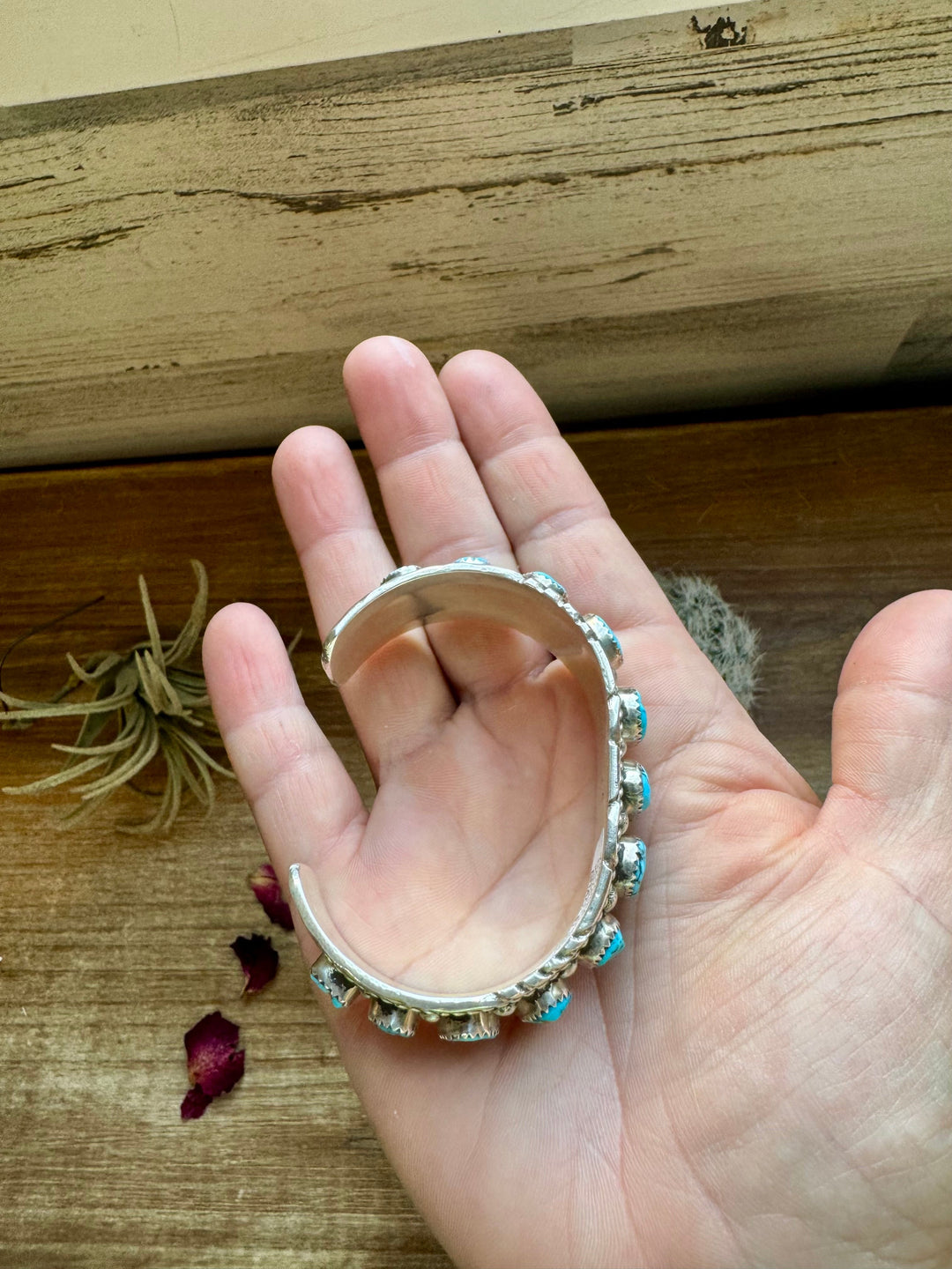 Cuff - Sterling silver Cuff Bracelet with Kingman turquoise Bracelets Shopify Collective The Bijoux FAB Jewelry The Bijoux FAB Jewelry