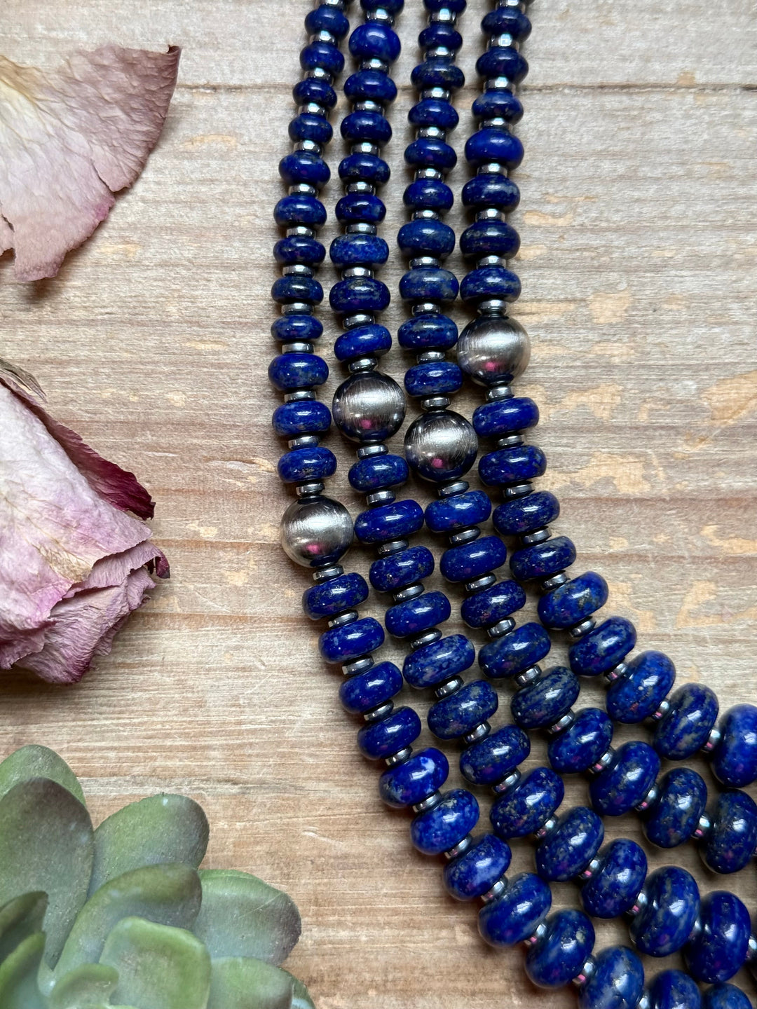 Lapis Rondelle & Hematite Necklace – 22" Necklaces Shopify Collective The Bijoux FAB Jewelry The Bijoux FAB Jewelry
