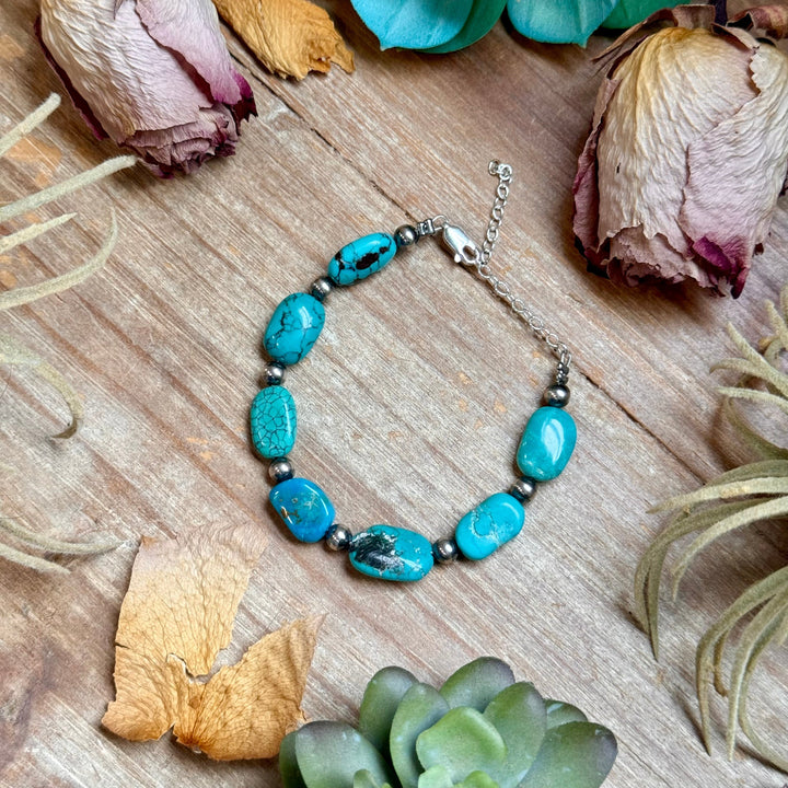Bright Blue Turquoise Bracelet – 6 1/4" – Large Oval Bracelets Shopify Collective The Bijoux FAB Jewelry The Bijoux FAB Jewelry