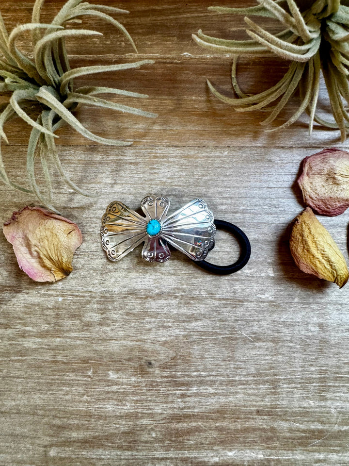 Sterling Silver Hair Tie with Kingman Turquoise hair ties Shopify Collective The Bijoux FAB Jewelry The Bijoux FAB Jewelry