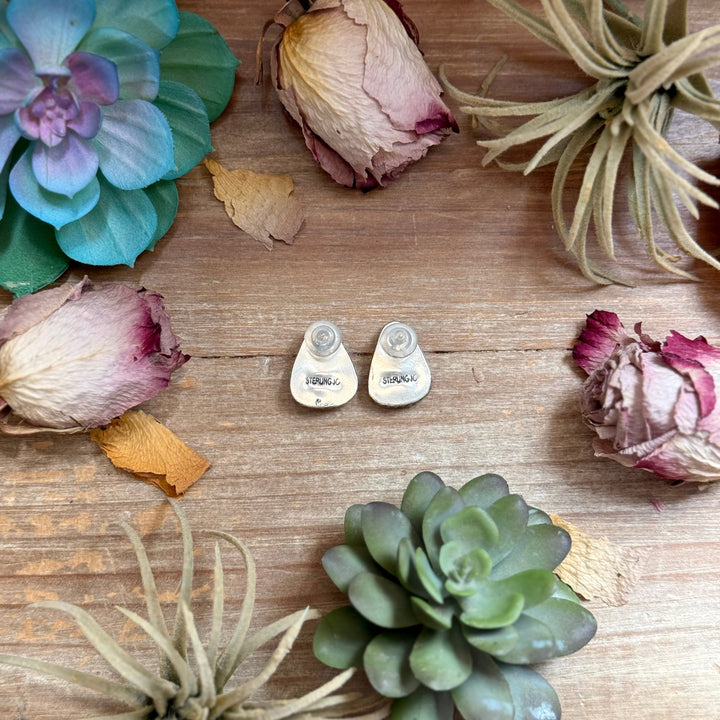 Sterling Silver High Grade Carico Lake Turquoise Stud Earrings – Handmade by Artist Jason Ogg Earrings Shopify Collective The Bijoux FAB Jewelry The Bijoux FAB Jewelry