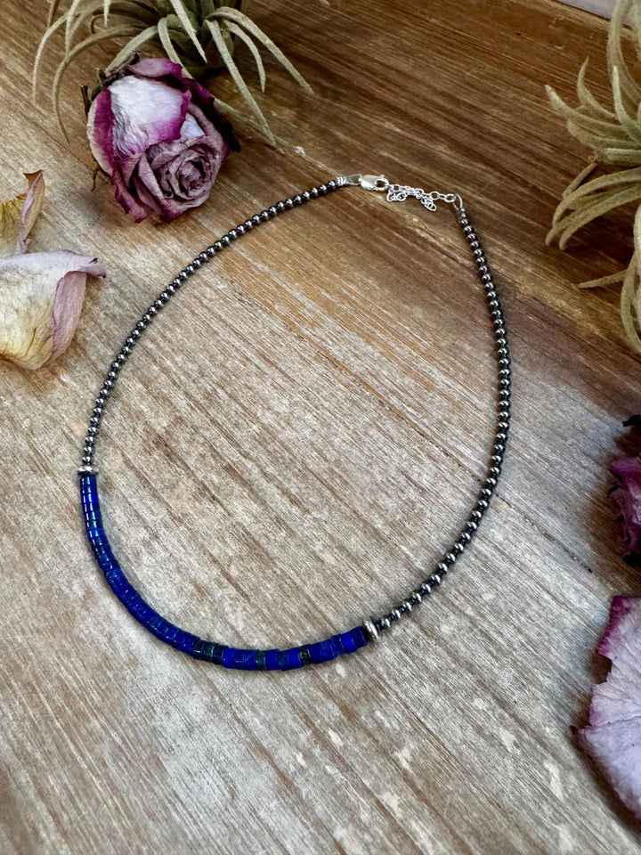 Lapis & Sterling Silver Pearl Choker Choker Shopify Collective The Bijoux FAB Jewelry The Bijoux FAB Jewelry