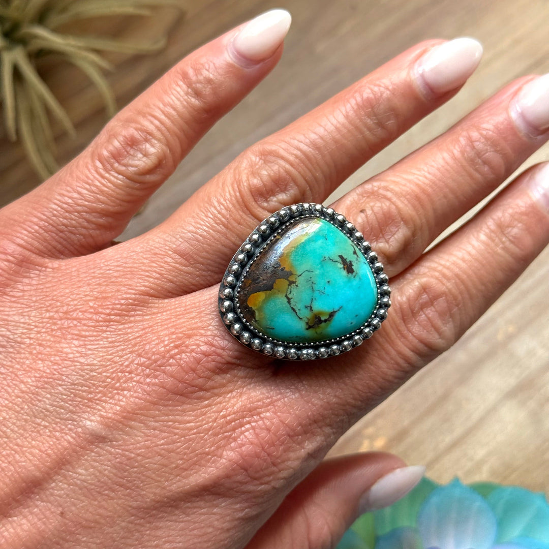 MJ Blue Turquoise Ring – Sterling Silver Adjustable Band Ring Shopify Collective The Bijoux FAB Jewelry The Bijoux FAB Jewelry