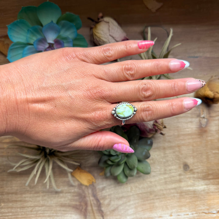 129 - Sterling Silver Palomino Variscite Medicine Man Eye Stamped Stacking Ring by Jason Ogg Ring Shopify Collective The Bijoux FAB Jewelry The Bijoux FAB Jewelry
